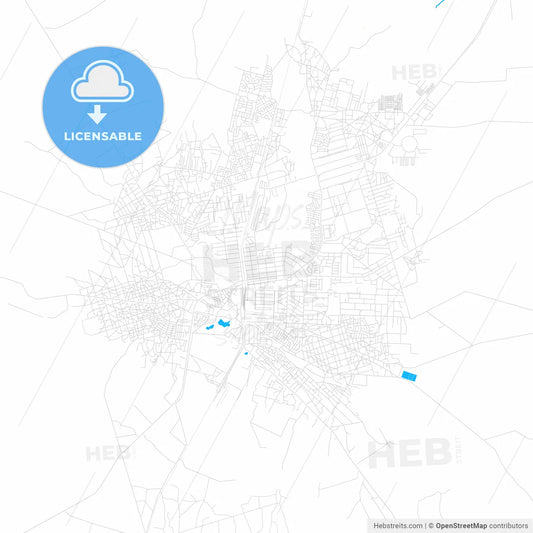 Kabwe, Zambia PDF vector map with water in focus