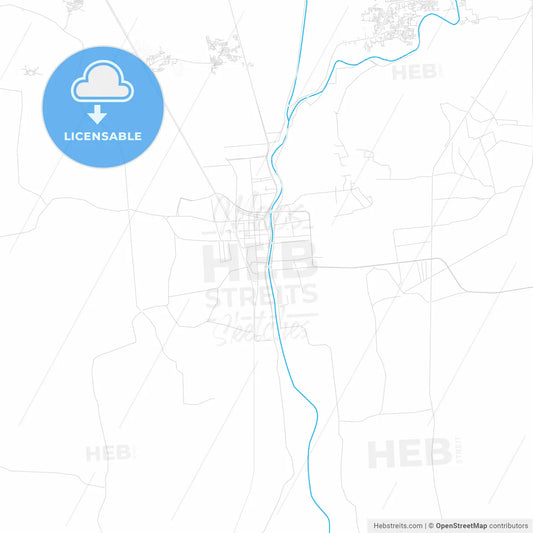 Shibin al Kawm, Egypt PDF vector map with water in focus