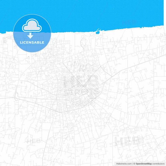 Zawiya, Libya PDF vector map with water in focus