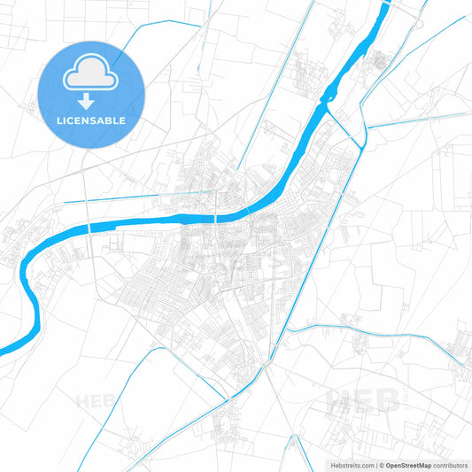 Talkha, Egypt PDF vector map with water in focus