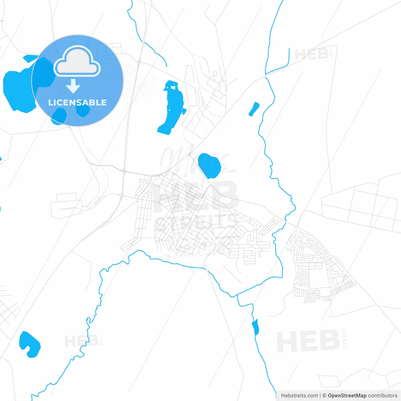 Nigel, South Africa PDF vector map with water in focus