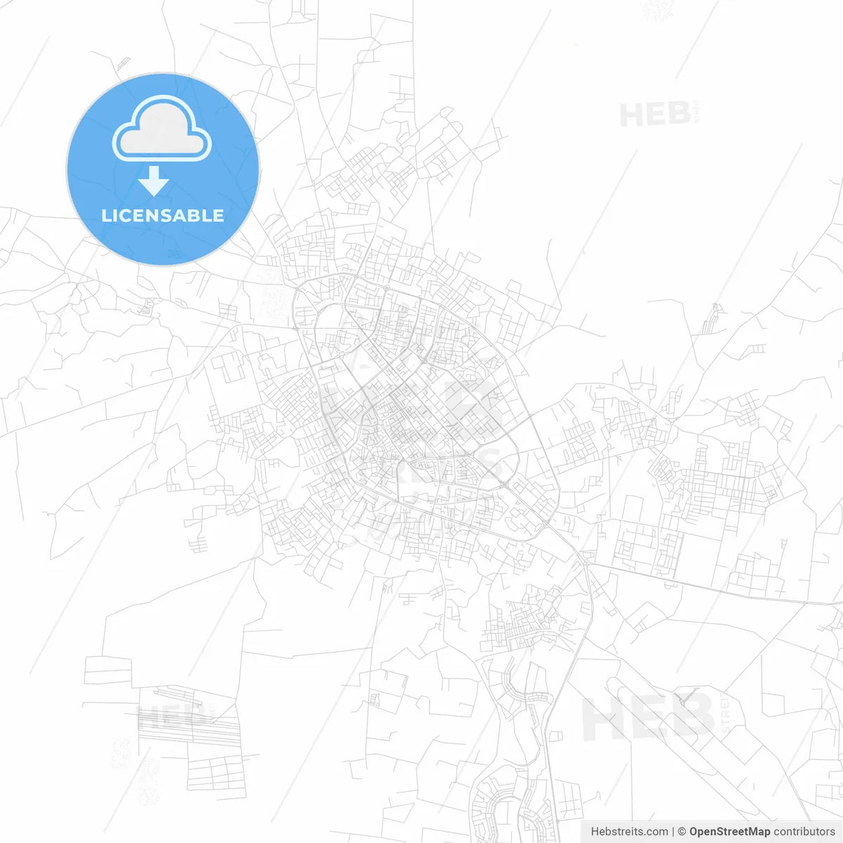 Sabha, Libya PDF vector map with water in focus