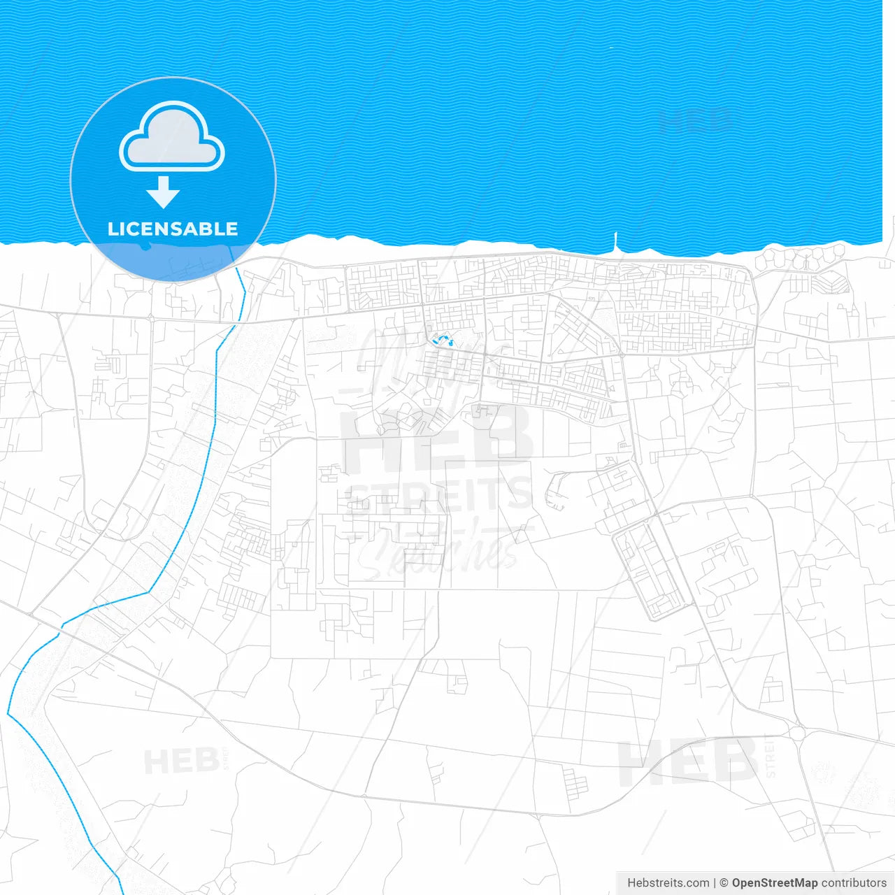 Sirte, Libya PDF vector map with water in focus