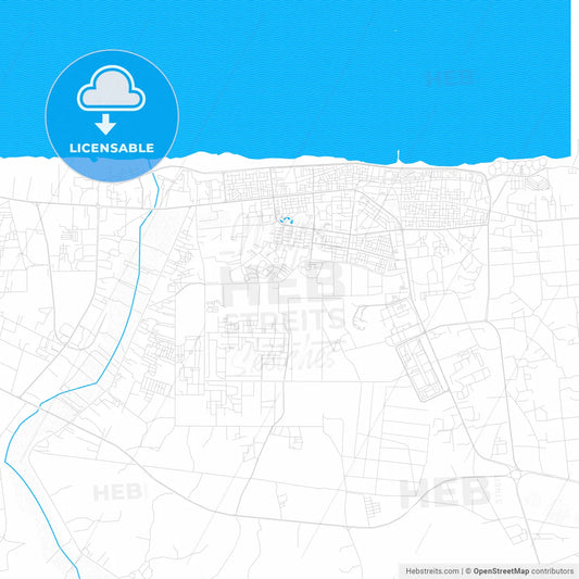 Sirte, Libya PDF vector map with water in focus