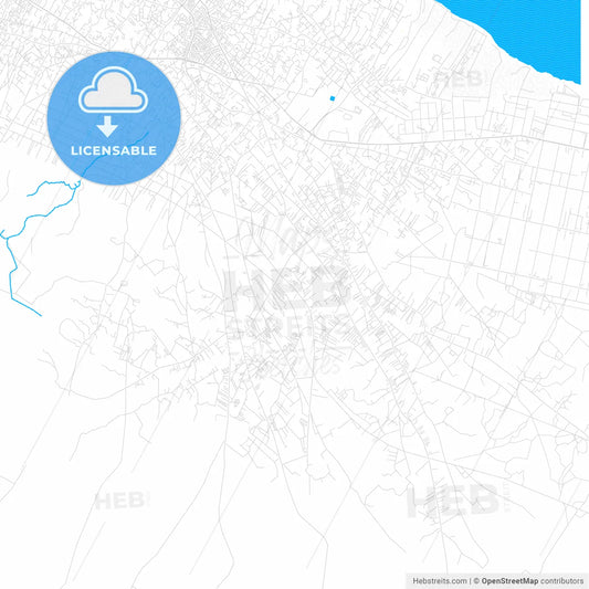Zliten, Libya PDF vector map with water in focus