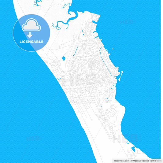 Port-Gentil, Gabon PDF vector map with water in focus