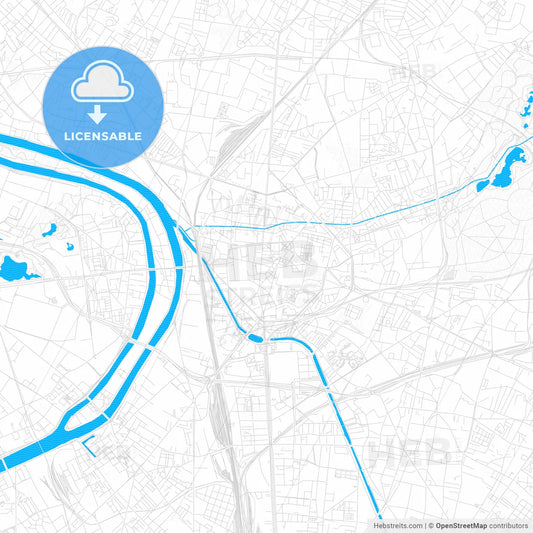 Saint-Denis, France PDF vector map with water in focus