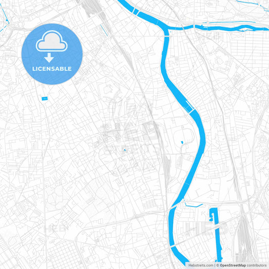 Vitry-sur-Seine, France PDF vector map with water in focus