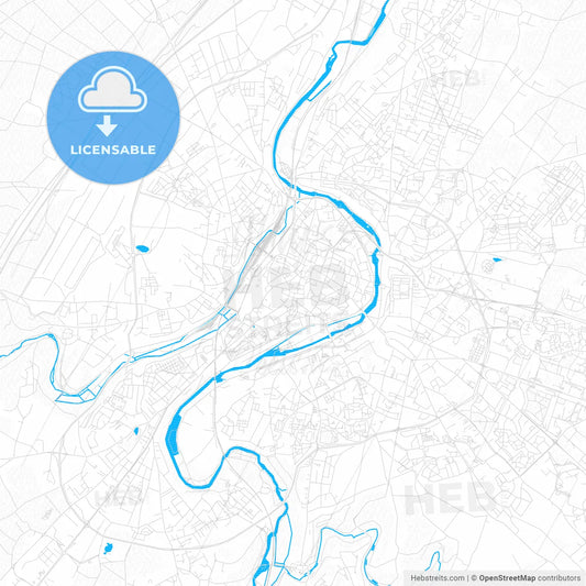 Poitiers, France PDF vector map with water in focus
