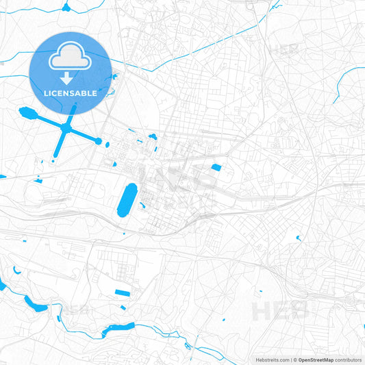 Versailles, France PDF vector map with water in focus