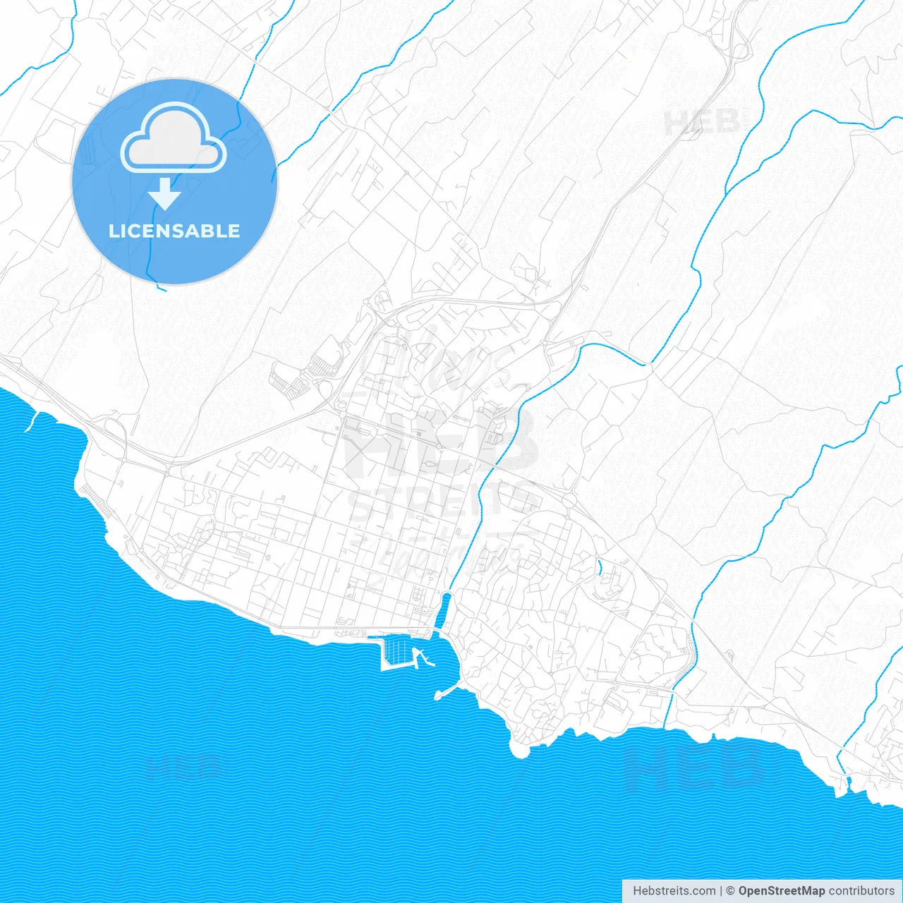 Saint-Pierre, France PDF vector map with water in focus