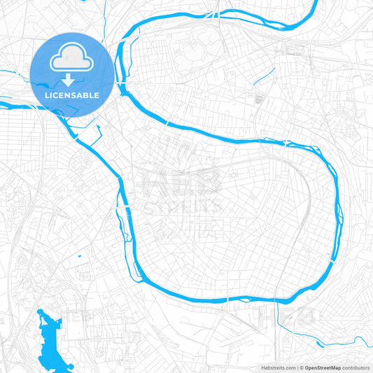 Saint-Maur-des-Fossés, France PDF vector map with water in focus