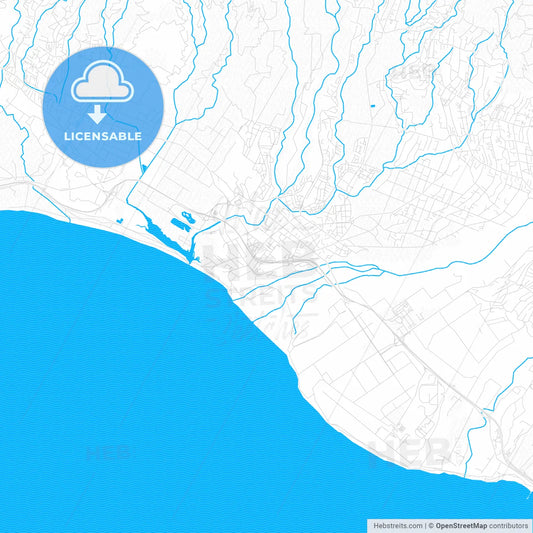 Saint-Louis, France PDF vector map with water in focus