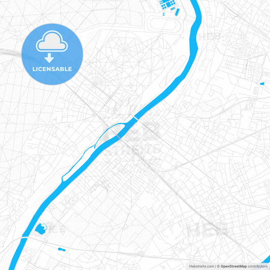 Sartrouville, France PDF vector map with water in focus