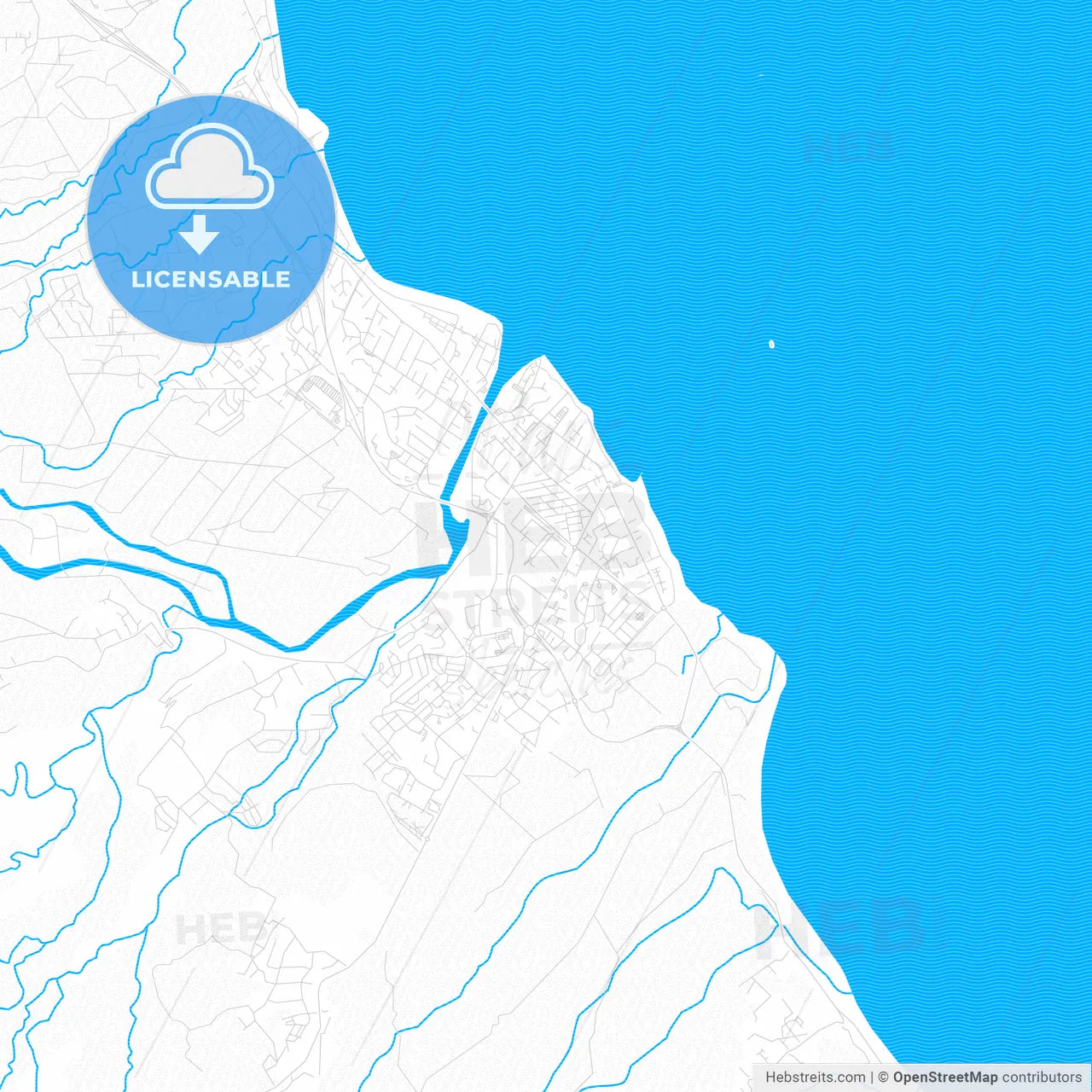 Saint-Benoît, France PDF vector map with water in focus