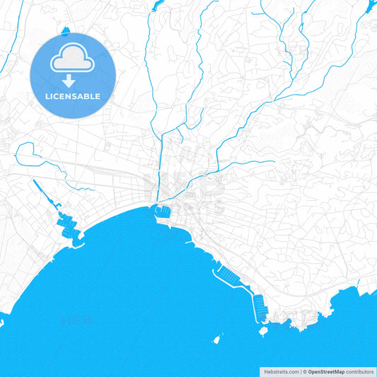 Saint-Raphaël, France PDF vector map with water in focus