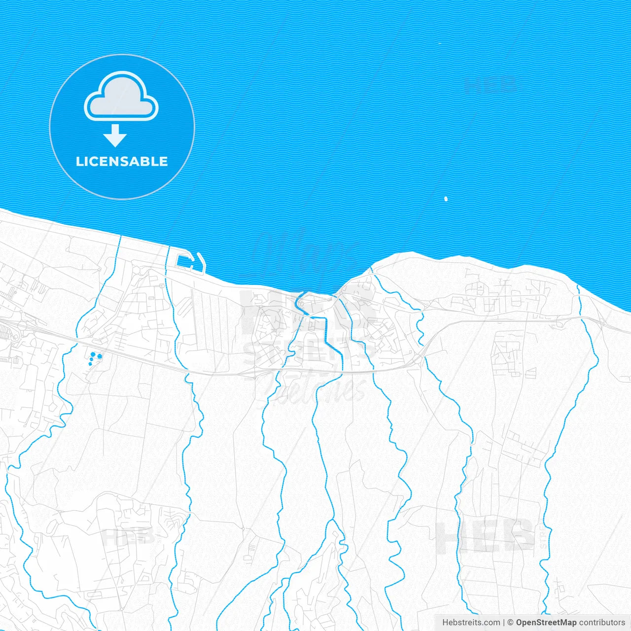 Sainte-Marie, France PDF vector map with water in focus