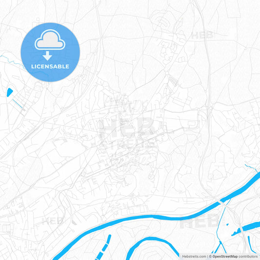 Rillieux-la-Pape, France PDF vector map with water in focus