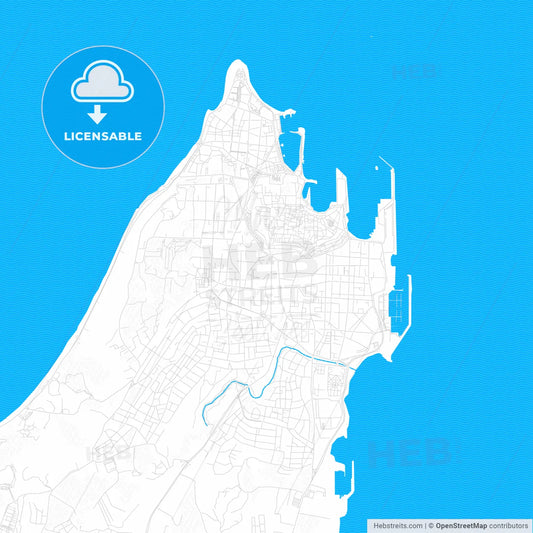 Rhodes, Greece PDF vector map with water in focus