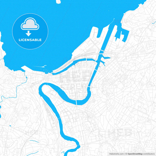 Trondheim, Norway PDF vector map with water in focus