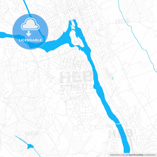 Skien, Norway PDF vector map with water in focus