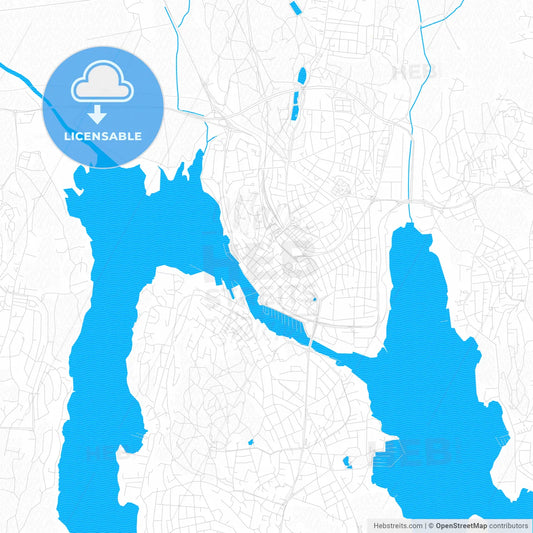 Tønsberg, Norway PDF vector map with water in focus