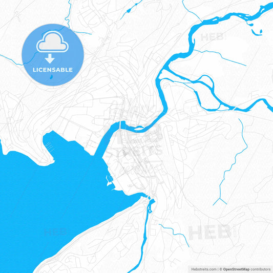 Steinkjer, Norway PDF vector map with water in focus