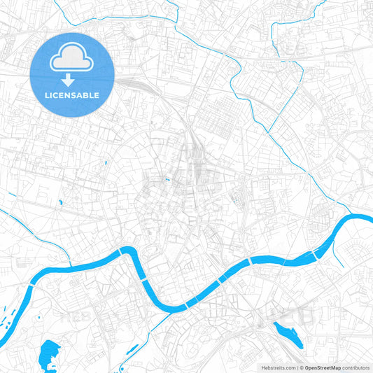 Kraków, Poland PDF vector map with water in focus