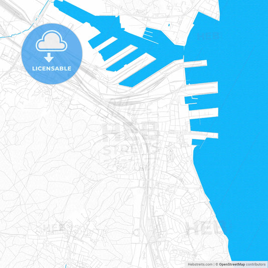 Gdynia, Poland PDF vector map with water in focus