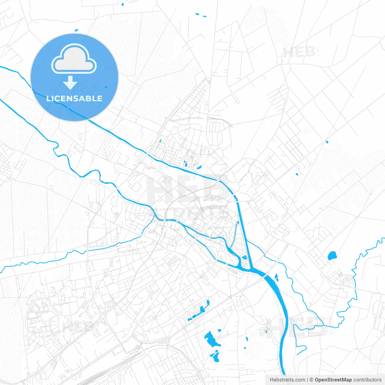Kalisz, Poland PDF vector map with water in focus