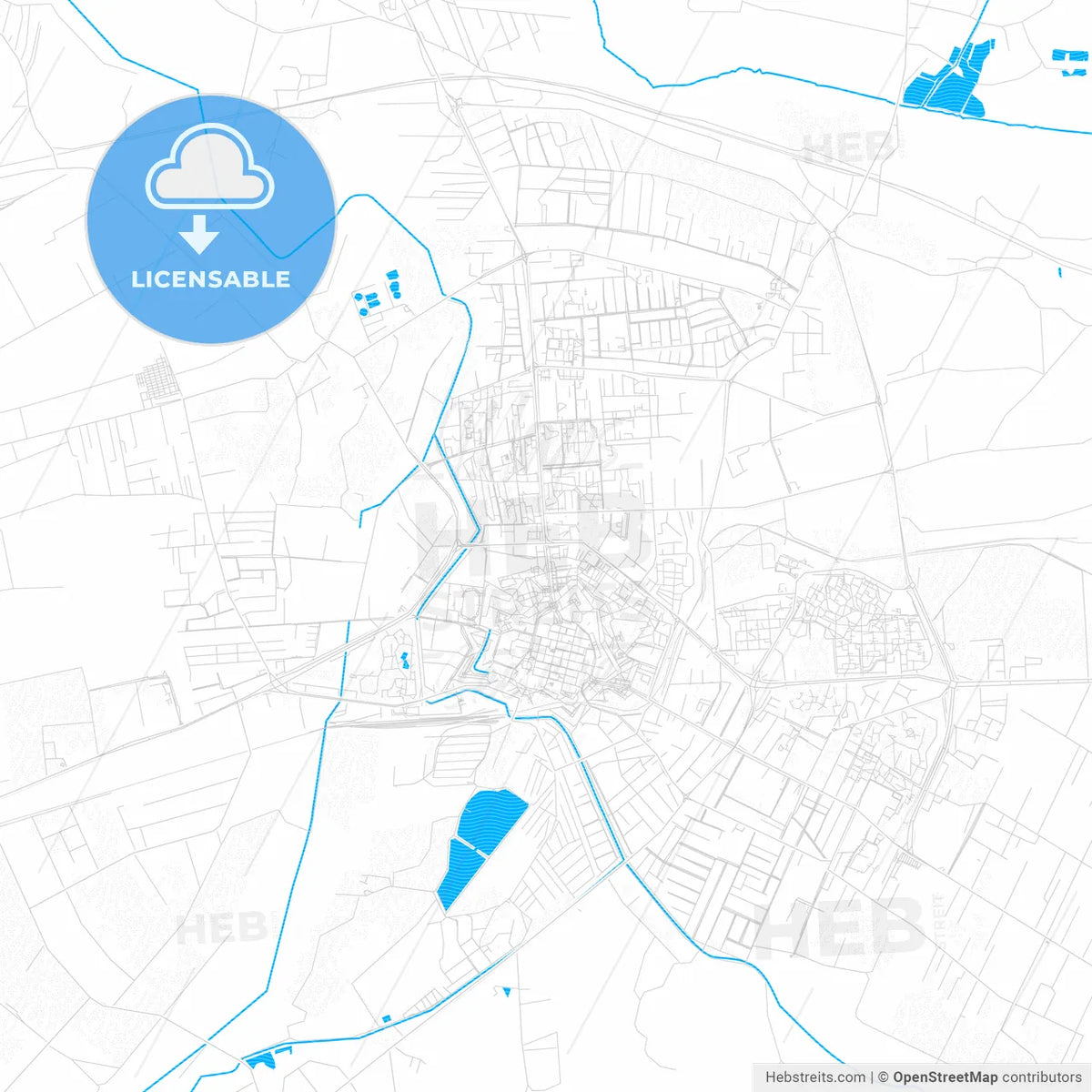 Zamość, Poland PDF vector map with water in focus