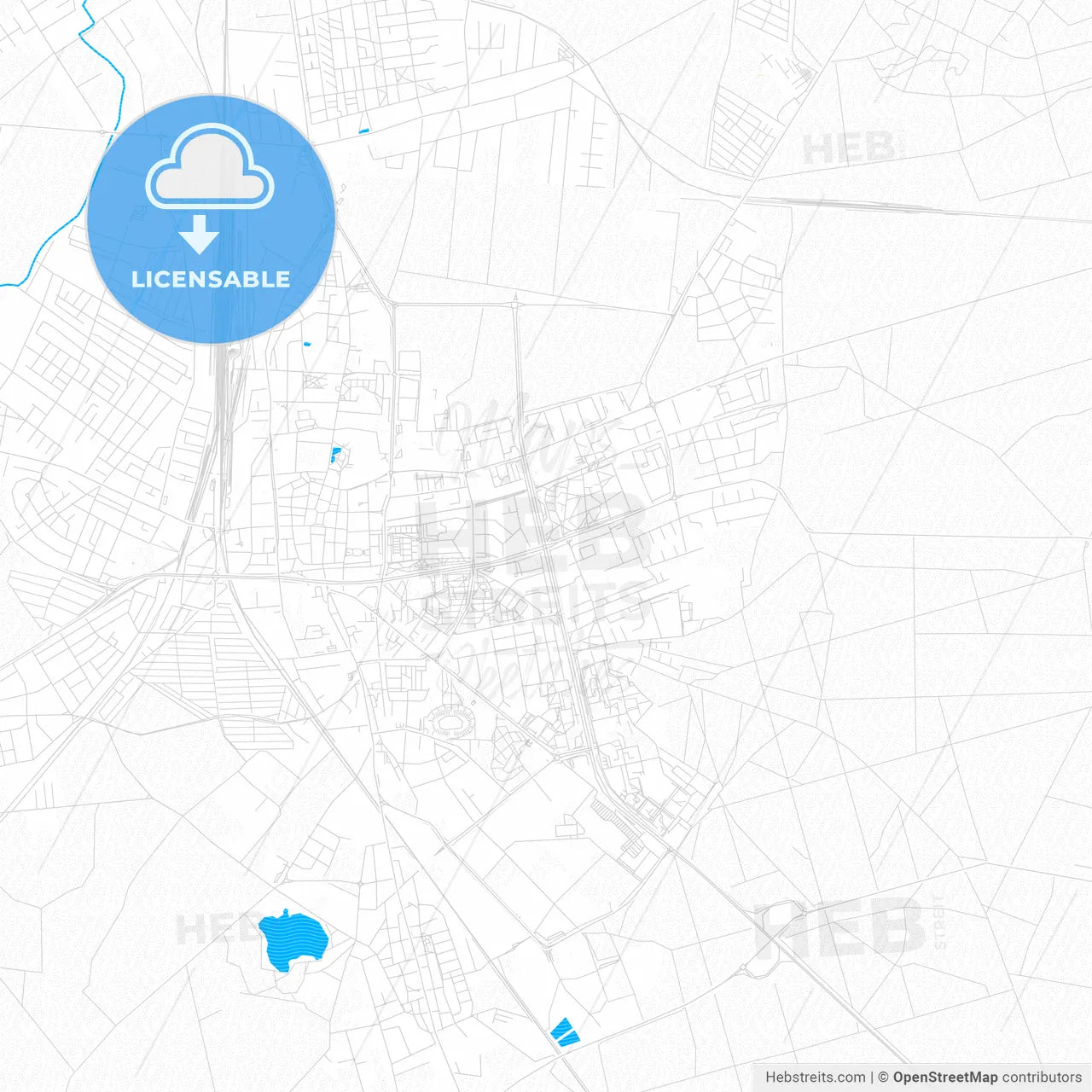 Leszno, Poland PDF vector map with water in focus
