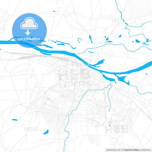 Głogów, Poland PDF vector map with water in focus