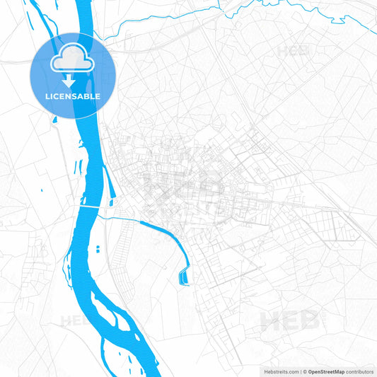 Puławy, Poland PDF vector map with water in focus