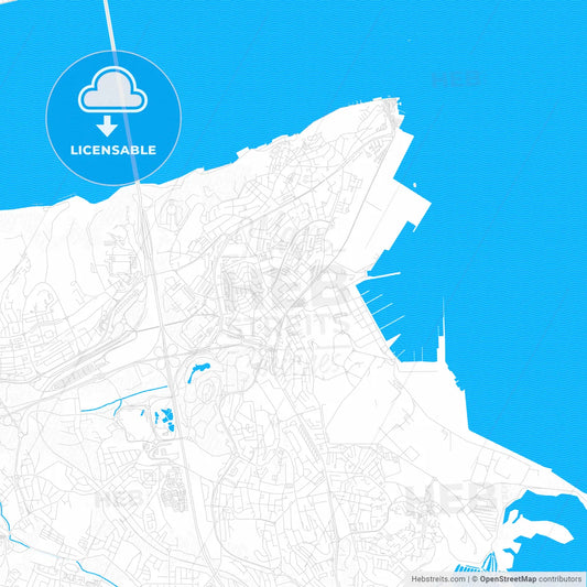Almada, Portugal PDF vector map with water in focus