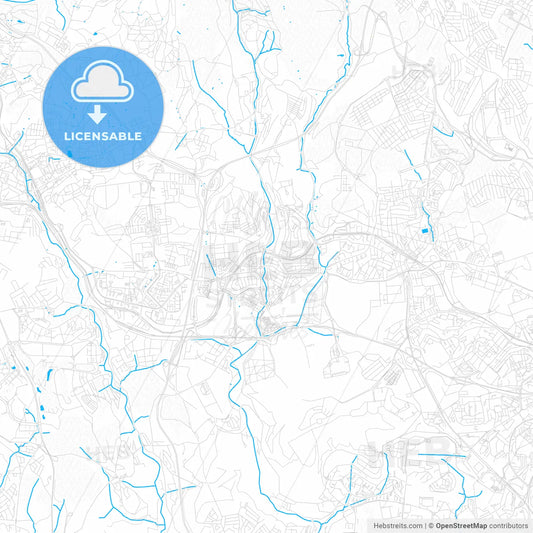 Queluz, Portugal PDF vector map with water in focus
