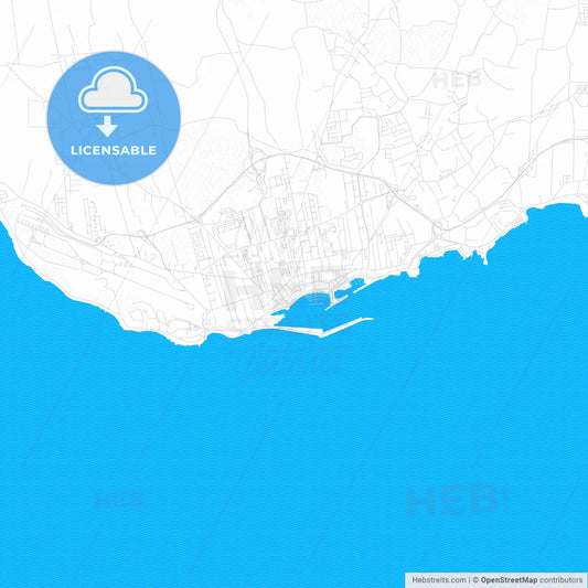 Ponta Delgada, Portugal PDF vector map with water in focus