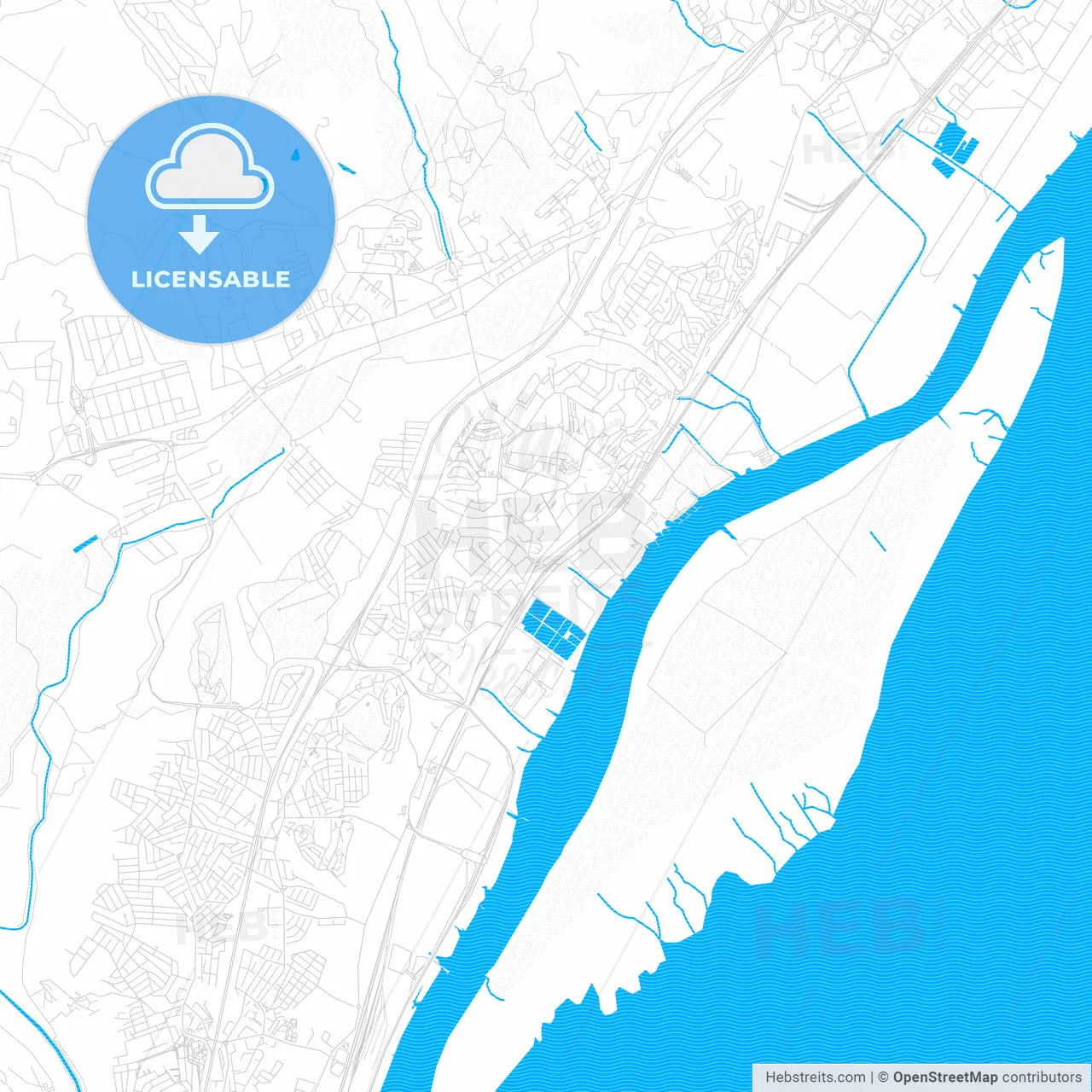 Póvoa de Santa Iria, Portugal PDF vector map with water in focus