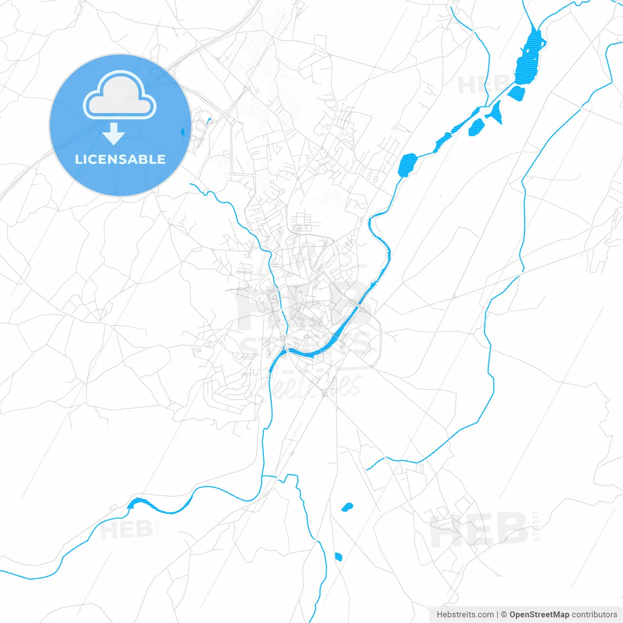 Chaves, Portugal PDF vector map with water in focus