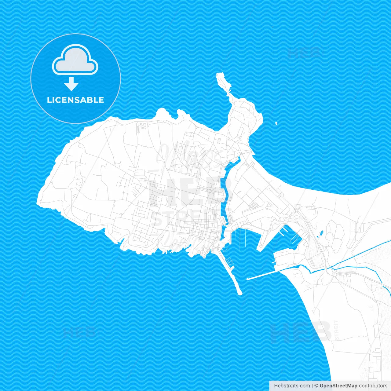 Peniche, Portugal PDF vector map with water in focus