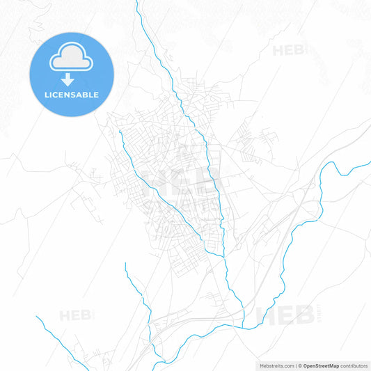 Vranje, Serbia PDF vector map with water in focus
