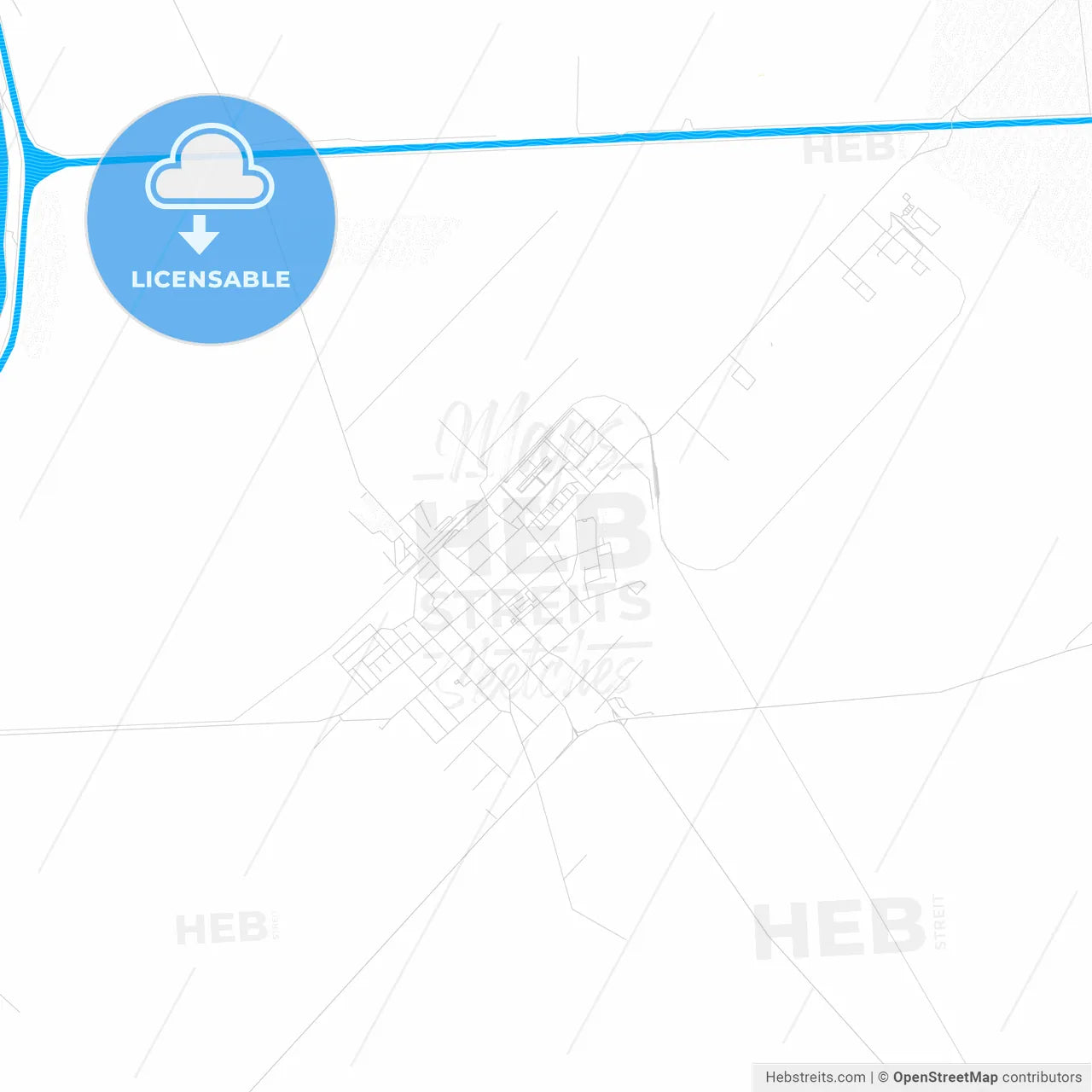 Odžaci, Serbia PDF vector map with water in focus