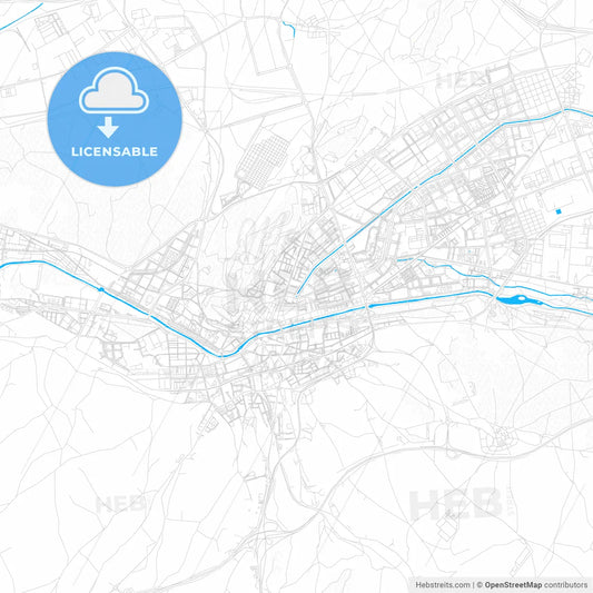 Burgos, Spain PDF vector map with water in focus