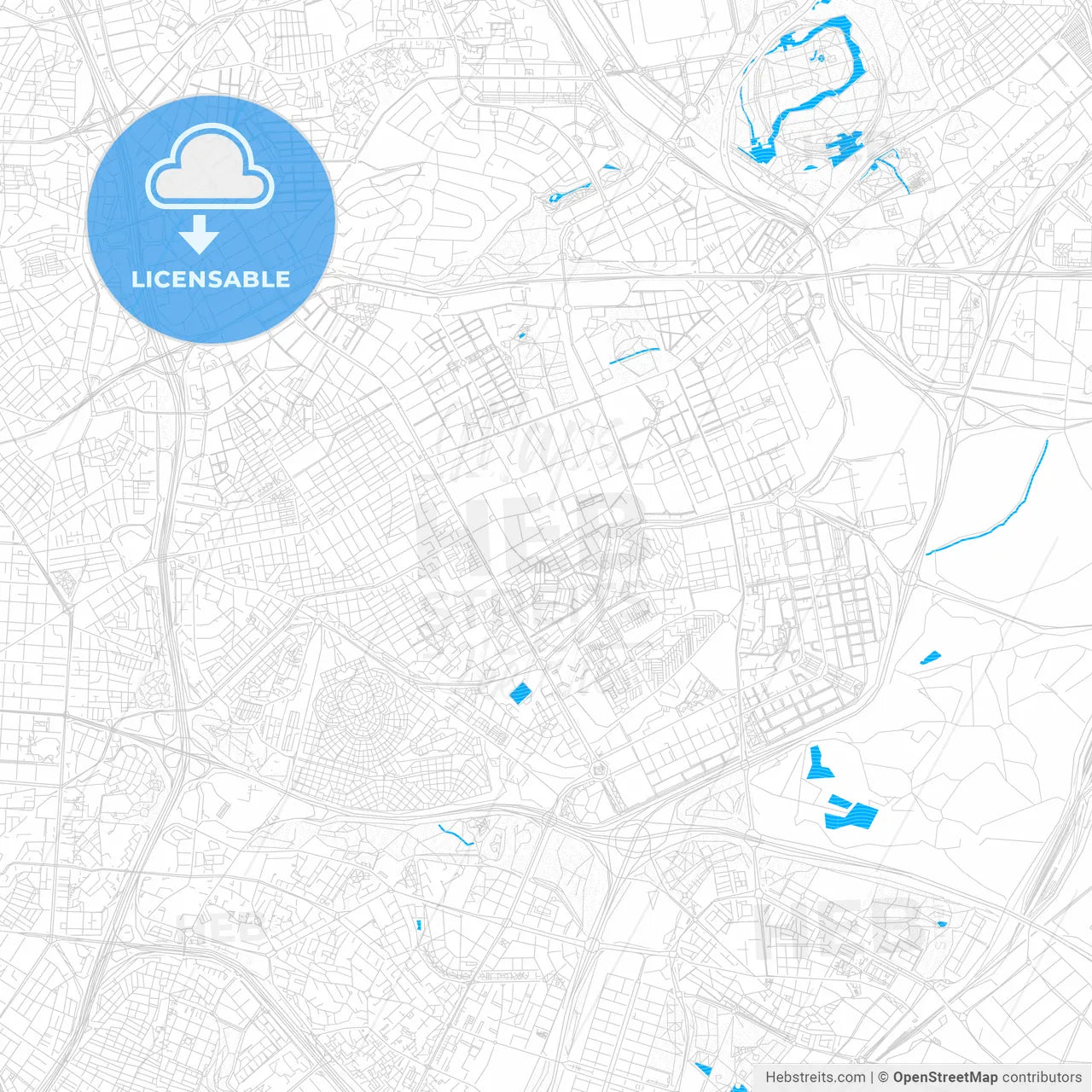 San Blas, Spain PDF vector map with water in focus