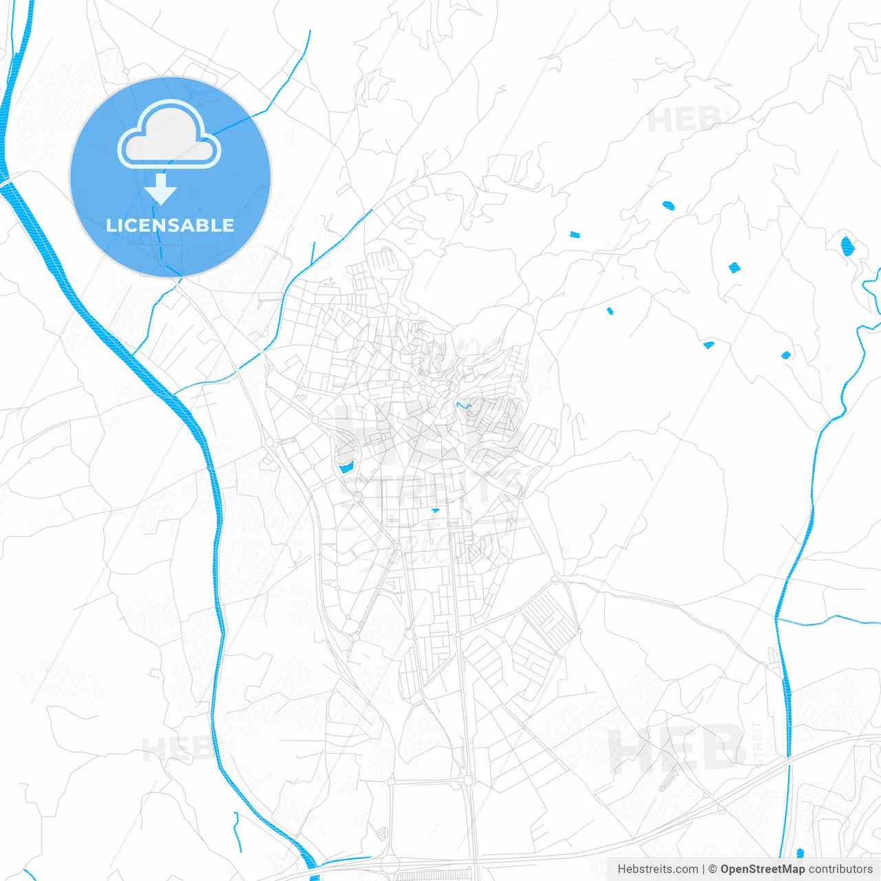 Vélez-Málaga, Spain PDF vector map with water in focus