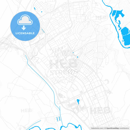 Rivas-Vaciamadrid, Spain PDF vector map with water in focus