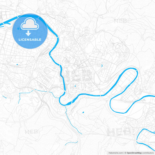Santutxu, Spain PDF vector map with water in focus