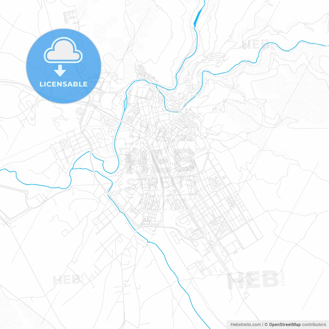 Cuenca, Spain PDF vector map with water in focus