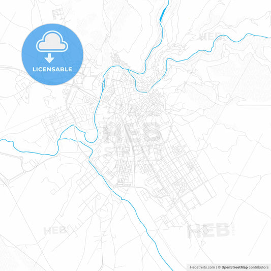 Cuenca, Spain PDF vector map with water in focus