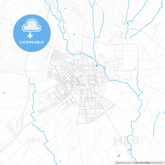 Huesca, Spain PDF vector map with water in focus